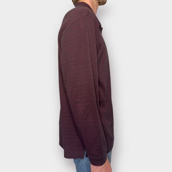 Y2K Van Heusen Burgundy Black Collared Top - Picture 3 of 5